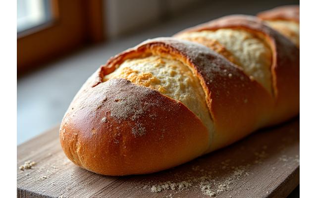 Baguette de pain traditionnel fraîchement cuite