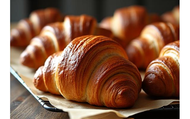 Croissants dorés et pains au chocolat faits maison