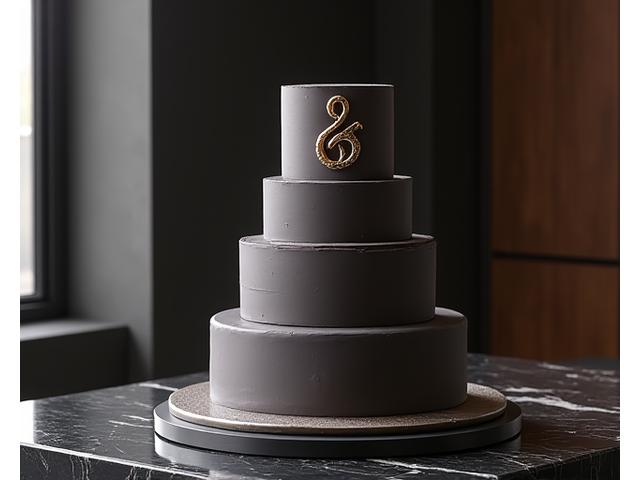 Sophisticated corporate cake with a company logo in edible gold