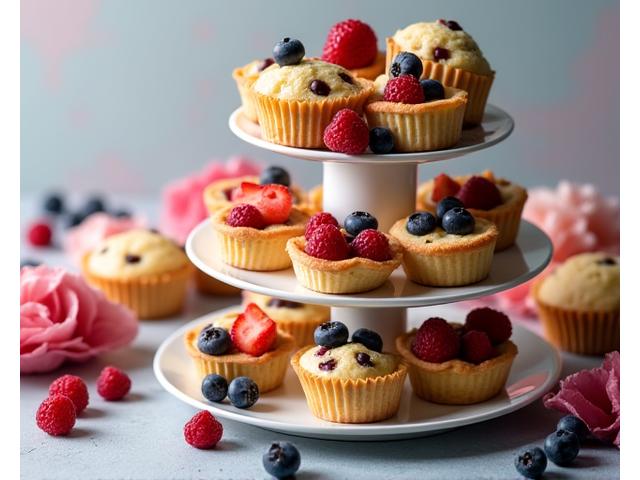 Assortiment de muffins et cookies sans gluten colorés