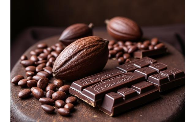 Grains de cacao et tablettes de chocolat grand cru Valrhona, pour une qualité supérieure des chocolats.