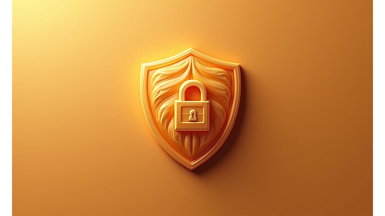 Un bouclier élégant stylisé avec des icônes de cadenas et de données, symbolisant la protection des informations personnelles.